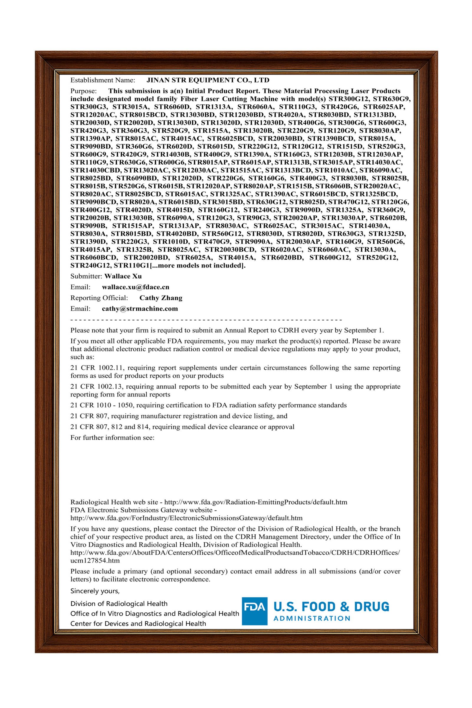 FDA Certification